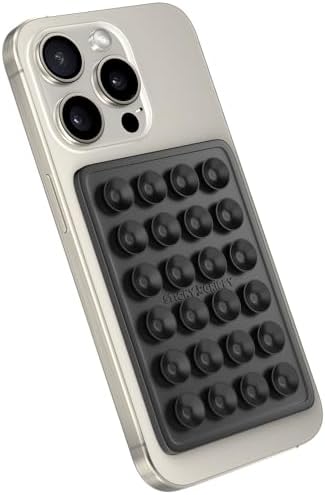 StickyGrippy Suction Phone Case Mount, Sillicon Adhesive Phone Accessory for iPhone and Android, Hands-Free Fidget Toy Mirror Shower Phone Holder, Tiktok Videos and Selfies (Black) by StickyGrippy