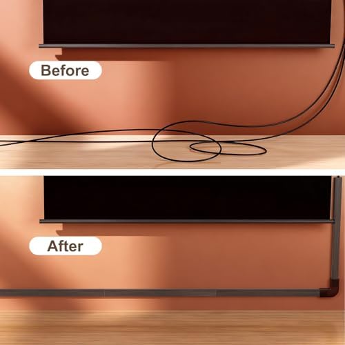 Yecaye Cord Covers for Wires on Wall, 113in, W0.95in H0.55in, Darkwood - Image 5