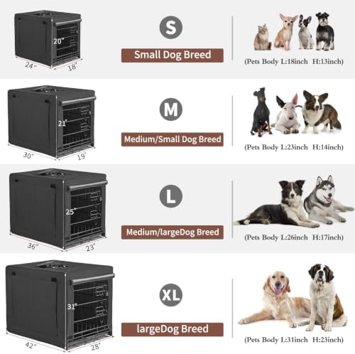 DONORO Dog Crates for Small Medium Size Dogs Indoor Double Door Dog Kennels & Houses for Puppy and Cats, Collapsible Metal Contour Dog Cages (Black, 30.0" L x 19.0" W x 21.0" H) - Image 5