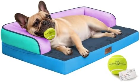 Comfort Expression Washable Dog Bed with Bolster for Medium to Large Dogs by ComfortExpression
