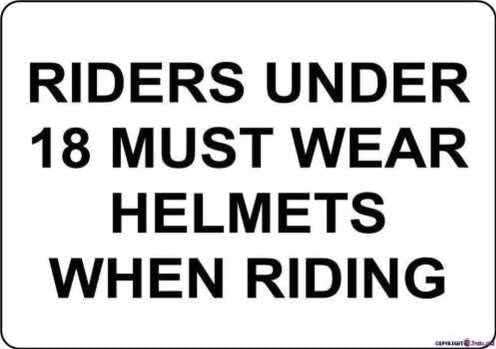 New Warning Signs Metal Tin Sign -Riders Under 18 Must Wear Helmets When Riding Wall Decor Outdoor Industrial Aluminum Sign 12x8 Inches Warning Signs Prompt Signs by Eletina