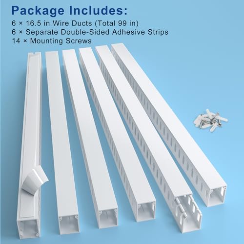 1.6"H x 1.2"W Cable Raceway, 99in Under Desk Wire Management Channel, White - Image 3