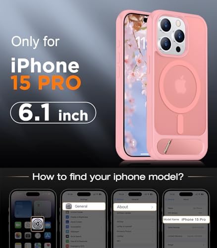 Temdan Magnetic Compatible with iPhone 15 Pro Case, [Built-in Invisible Kickstand][Compatible with MagSafe][Military Grade Shockproof] Slim Translucent Matte Phone Case for iPhone 15 Pro 6.1" - Image 2