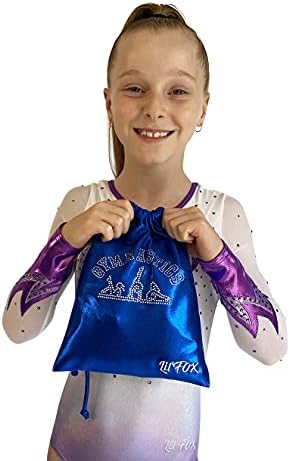 LIL'FOX 8"x10" Drawstring Gymnastics SMALL GRIP BAG 26x20cm - Lightweight Bag for Personal Equipment - Shiny Foil Rhinestones - Image 2
