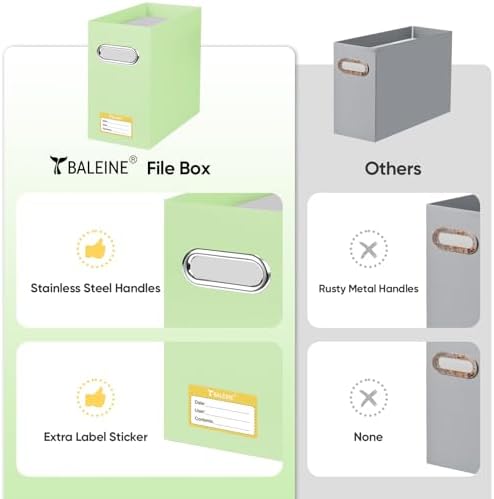 BALEINE 4PK File Organizer Box, Cardboard File Folder Organizer with Handle - Image 5