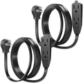 Maximm 6 Ft Flat Angled Plug Extension Cord, 3-Outlet, Black, UL, 2 Pack by MaximmCable