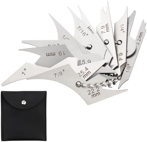 Welding Gage Inspection Mini Pocket Fillet Gauge Welding Radius Gage 11pcs Chain Set 1/8''-1''(3.2mm-25.4mm) Dual Scale Measure, Stainless Steel Weld Fillet Throat/Leg Length Inspection Tool by Smgda