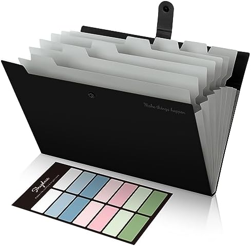 SKYDUE 8 Pockets Accordion File Organizer, Expanding File Folders, Portable Document Paper Organizer, A4 Letter Size, Snap Closure, Pack of 4 - Image 2