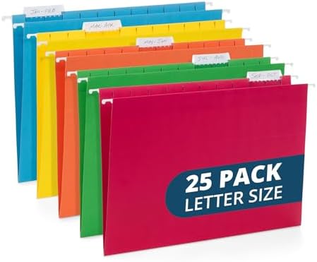 Blue Summit Supplies 25 Hanging File Folders, Letter Size, Assorted Colors by BlueSummitSupplies