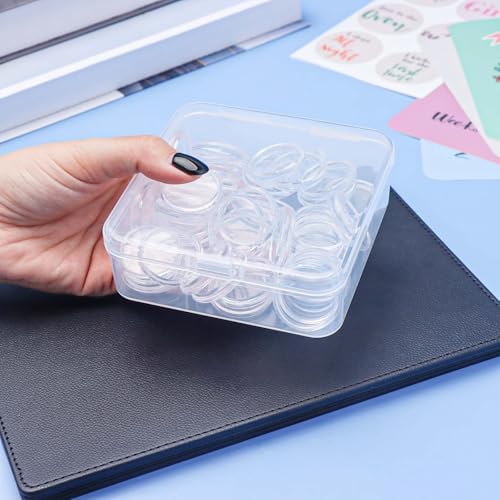 Clear Discbound Discs Set 50pcs 28mm Plastic Expansion Rings with Clear PP Holder PC Book Binding Discs for Disc Bound Notebook Planner Binder Accessories Note-Taking System (28mm) - Image 3