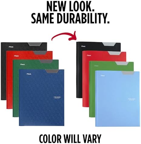 Five Star 2-Pocket Plastic Folder with Stay-Put Tabs and Prong Fasteners, Holds 8.5" x 11" Paper, Assorted Colors, 4 Pack (340300A) - Image 2