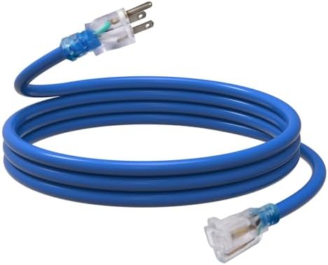 EP 10 Ft 12/3 SJTW Lighted Outdoor Extension Cord, Blue by ENERGYPRO