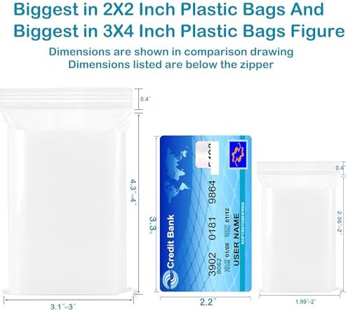 300 Pack Small Plastic Bags For Jewelry, Mini Baggies 3 Assorted Sizes. 2x2 3x4 4x6 Inch 2 Mil Thick Poly Zipper Lock Bags Clear for Jewelry, Crafts, Treats, Travel, Small Parts Storage - Image 2
