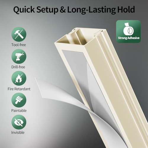 Beige Cord Hider, 212.6in Cord Covers for 1-2 Wires on Wall, Paintable Wire Hider Wire Covers for Cords on Walls, Easy Set-up Cable Hider Cable Raceway to Hide Cords on Wall, W0.59 H0.4in, Beige - Image 6