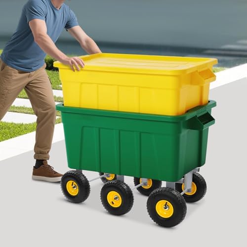 Heavy Duty Dolly 1200 lbs Capacity, 6-Wheel Foldable Utility Cart with 10" Inflatable Tires, Carbon Steel Platform Dolly for Moving Furniture, Equipment, Warehouse Use (Grey) - Image 4