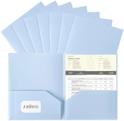 Aegero Plastic Folders with Pockets (7 Pack, Light Blue) by Unknown