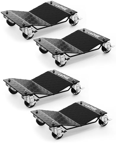 Garvee Car Wheel Dolly Set of 4,6000 LBS Capacity Heavy Duty Vehicle Mover Dolly with Brakes for Moving Cars, Trucks, Trailers and Motorcycles, Black by Garvee