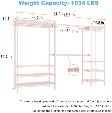 Ulif E11 Heavy-Duty Closet Garment Rack, Metal Clothes Rack, Load 1034lbs - Image 5