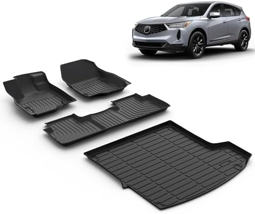 All Weather Car Floor Mats & Cargo Liner Set Fit for Acura RDX 2019 2020 2021 2022 2023 2024 2025 2026 Floor Liners Trunk Liner RDX Cargo Mat Accessories Black by VOUKIY