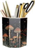 Ceramic Mushroom Pen Holder for Desk Cute Stand Gold Pencil Cup Pot Desk Organizer Makeup Brush Holder for Girls, Women, Unique Stationery for Office, Home, Colorful by WAVEYU