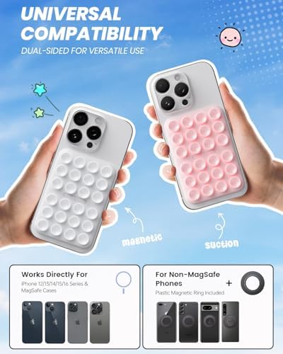 2Pack Magnetic Suction Phone Mount for MagSafe, Light Pink & Classic White - Image 2