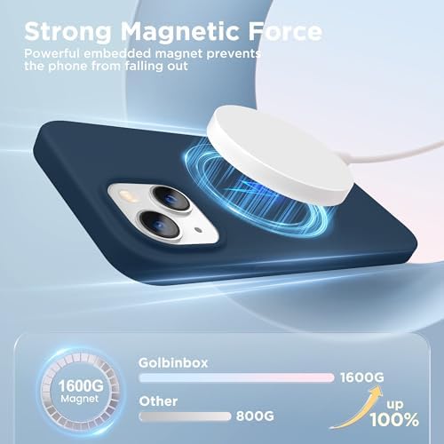 GolbinBox Magnetic for iPhone 13/14 Case, Silicone Cover, Dark Blue - Image 3