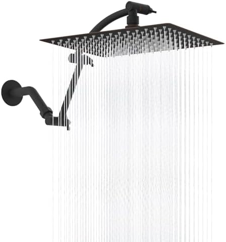 Hibbent 12'' Rain Shower Head with 16'' Extension Arm, Oil Rubbed Bronze by Hibbent