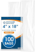 4" X 18" Open-End Flat Poly Bags (100 Count) - 2 Mil Clear by SpartanIndustrial