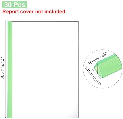 PATIKIL 30Pcs Binding Bars, 13x15mm Binding Bars Slide Grip 120 Sheets Capacity A4 Size Report Binder Presentation Binder for Study Office Report Cover Resume, Transparent Green - Image 2