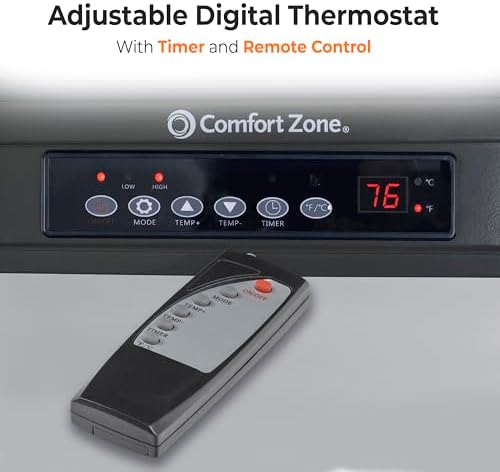Comfort Zone Hard-Wired Ceiling Mount Garage Space Heater with Remote, 7,500 Watt, 240 Volt, Fan-Forced, Overheat Protection, Digital Thermostat, 12-Hour Timer, Ideal for Garage & Workshop, CZ230ERBK - Image 6