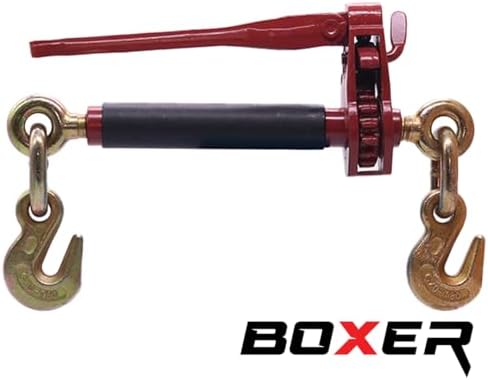BoxerTool 4 Pack 3/8" - 1/2" Heavy Duty Folding Handle Ratchet Load Binder w/Grab Hook 12,000 lbs WLL - Transport Chain Binder - Image 5