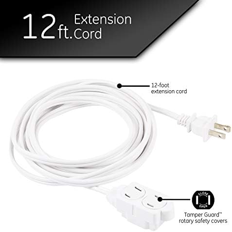 GE 12 Ft Extension Cord, 3 Outlet Power Strip, 2 Prong, 16 Gauge - Image 3