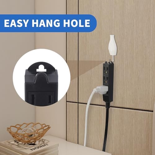 GOMEN 6 Feet Indoor Extension Cord with 3 Outlets, AWG 16/3 Angled Flat Plug Power Strip, 3 Prong Grounded, 13 Amps - 1625 Watts - 125 VAC, Black, 2 Pack - Image 5