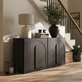 BELLEZE 2 Tier Bookshelf with Arched Wood Door, Set of 2 Modern Display Bookcase Shelf with Storage and Adjustable Shelves, 63" Wood Bookshelves for Living Room Office Entryway (Ebony) by BELLEZE