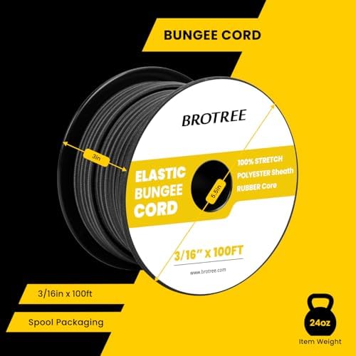 Brotree Bungee Cords 3/16" x 100ft Elastic Shock Cord 100% Stretch Cord - Image 2