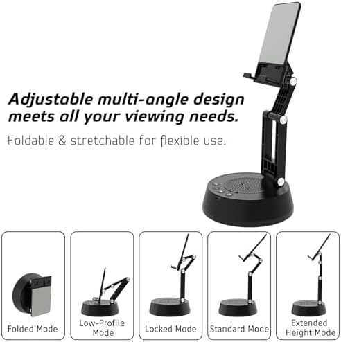 Cell Phone Stand with Wireless Bluetooth Speaker,Adjustable Height and Angle Phone Stand for Desk, HD Stereo Sound & Anti-Slip Base Phone Holder Speaker Compatible with iPhone,Gifts for Men Women - Image 6