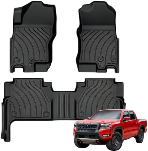 Joruoo-Floor Mats for Nissan Frontier CrewCab 2022-2026 with 2nd Row Under-Seat Storage(Not with Under Seat Speaker), All-Weather Duty TPE Full Automotive 1st and 2nd Row (Black) by JORUOOServeyouwellalltheway