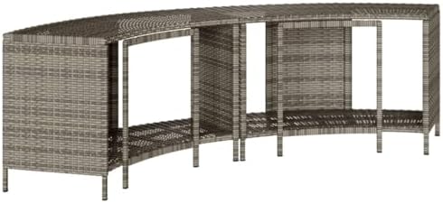 Storage Shelves for Hot Tub 2 Pcs Gray Poly Rattan - Image 7