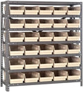Quantum Storage Systems 1239-102IV Steel Shelving Unit with 4" Shelf Bins, 12" D x 36" W x 39" H, Ivory by QuantumStorageSystems
