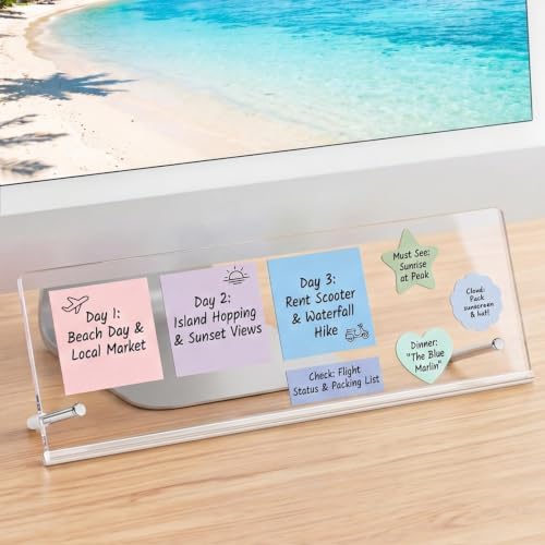 Monitor Memo Board Holder 14"x5", Office Organization Memo Holders for Computer Sticky Note Holder, Space-Saving Under Monitor, Movable & Reusable, Screen Saver for Office & Home Desktop Decor by Yncotte