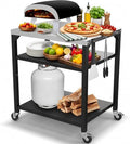 Hisencn 3-Shelf Pizza Oven Table with Lockable Wheels,31.5"L x 24"W by Hisencn