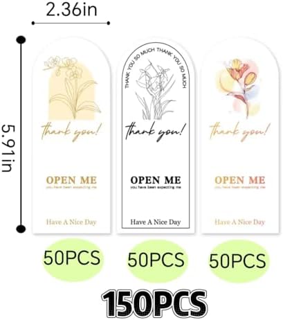 150pcs Thank You Labels - Flower Decorative Labels Gift Tag Stickers Large & Small Business Packaging Gift Box Decor - Image 2