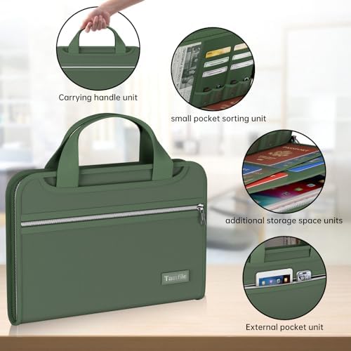 Tamfile Accordion File Organizer, Fireproof Expanding File Folder, Green - Image 4