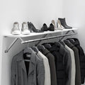 Wall Mounted Clothes Rack with Top Shelf, Heavy Duty Stainless Steel Industrial Clothing Rack ，Metal Shelf Multi-Purpose Hanging Rod，Space-Saving Closet Storage for Bedroom Laundry Room by Unknown