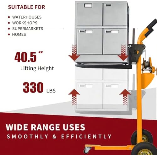 Tory Carrier Winch Stacker Material Lift Dolly 330lbs, 40.5" Max Lift - Image 3