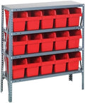Quantum Storage Systems 1839-SB804RD Solid Heavy Duty 4 Shelves 15 Store-MAX Red Bins 39" H x 36" W x 18" D by QuantumStorageSystems