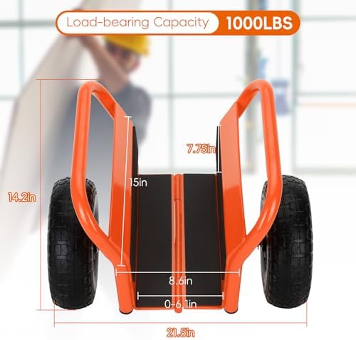 Heavy Duty Panel Dolly Slab Dolly 10 Inch Solid Rubber Tires - Image 2