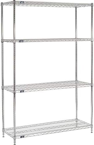 Nexel 18" x 48" x 86", 4 Tier Adjustable Wire Shelving Unit, NSF Listed Commercial Storage Rack, Chrome Finish, leveling feet by Nexel