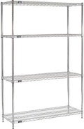 Nexel 18" x 48" x 86", 4 Tier Adjustable Wire Shelving Unit, NSF Listed Commercial Storage Rack, Chrome Finish, leveling feet by Nexel
