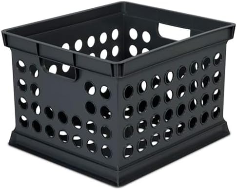 Sterilite Storage Crate Bin File Organizer for Home & Office,Black, 12-Pack - Image 3